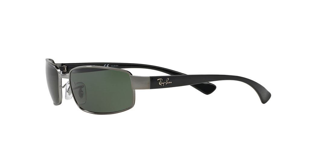 Ray-Ban RB3364 Metal Rectangular Sunglasses, Gunmetal/Polarized Green, 62 mm
