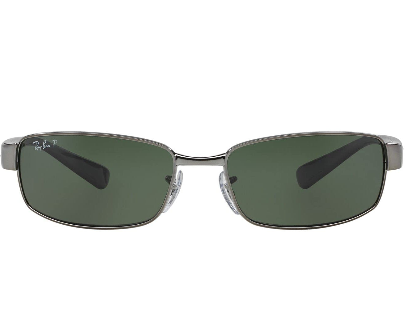 Ray-Ban RB3364 Metal Rectangular Sunglasses, Gunmetal/Polarized Green, 62 mm
