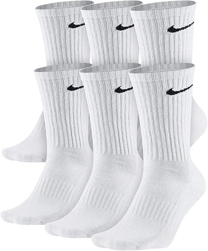 Nike Crew Socks (6 Pair) (US, Alpha, Large, Regular, Regular, Everyday White)