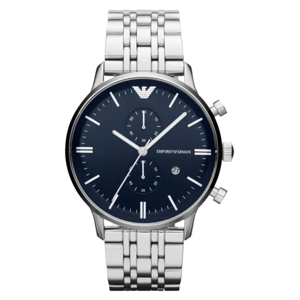 Emporio Armani Men's Two-Hand Silver Stainless Steel Bracelet Watch (Model: AR1648)