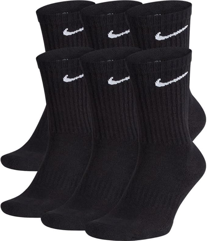 Nike Crew Socks (6 Pair) (US, Alpha, Medium, Regular, Regular, Dri-Fit Black)