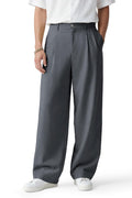 Heyfanee Mens Business Casual Pants Relaxed Fit Chino Dress Pants for Men Baggy Slacks Dark Grey 34