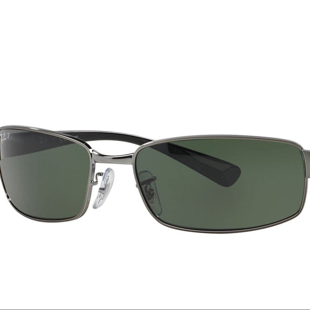Ray-Ban RB3364 Metal Rectangular Sunglasses, Gunmetal/Polarized Green, 62 mm