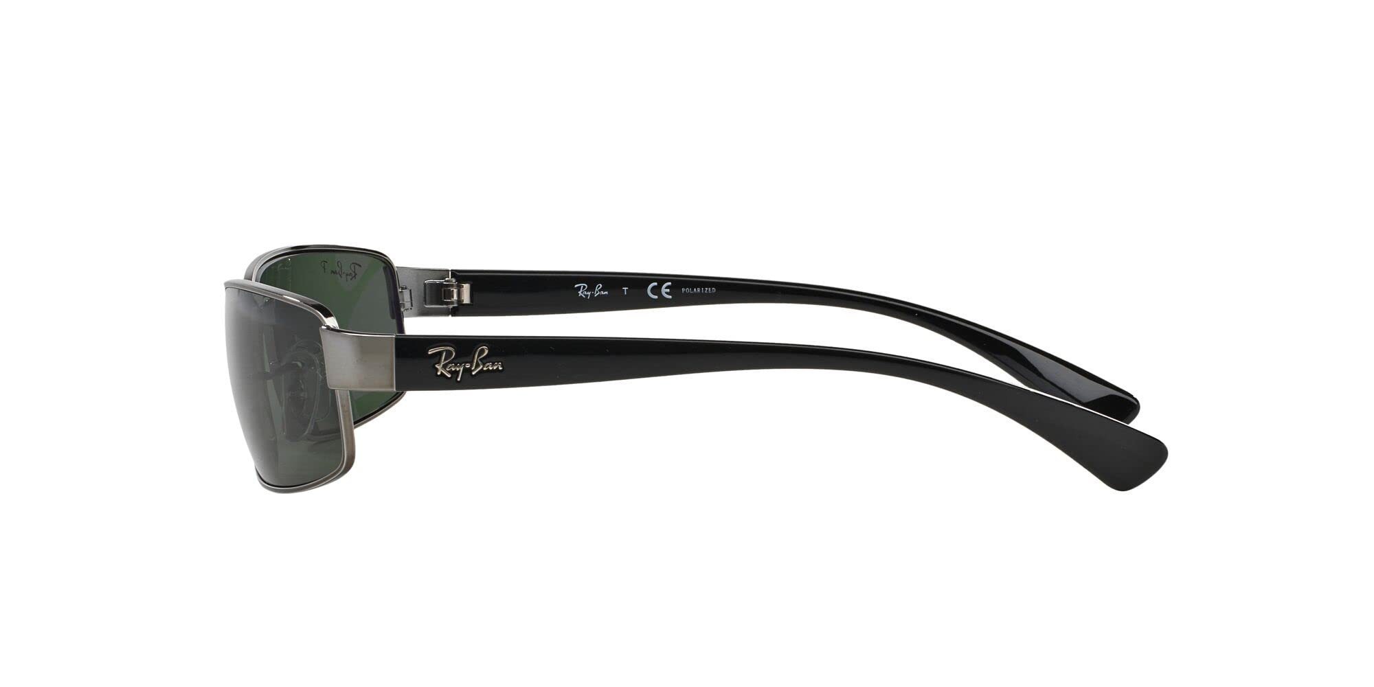 Ray-Ban RB3364 Metal Rectangular Sunglasses, Gunmetal/Polarized Green, 62 mm