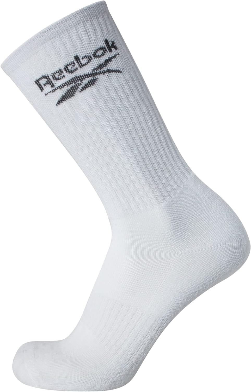 Reebok Mens Athletic Crew Socks - 5 Pack Moisture Wicking Cushioned Athletic Socks for Men with Reinforced Seams (6-12.5), Size 6-12.5, All White