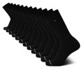 Tommy Hilfiger Mens Crew Socks - 12 Pack Cotton Blend Cushioned Athletic Performance Crew Length Running Socks for Men, Size 7-12, Pure Black
