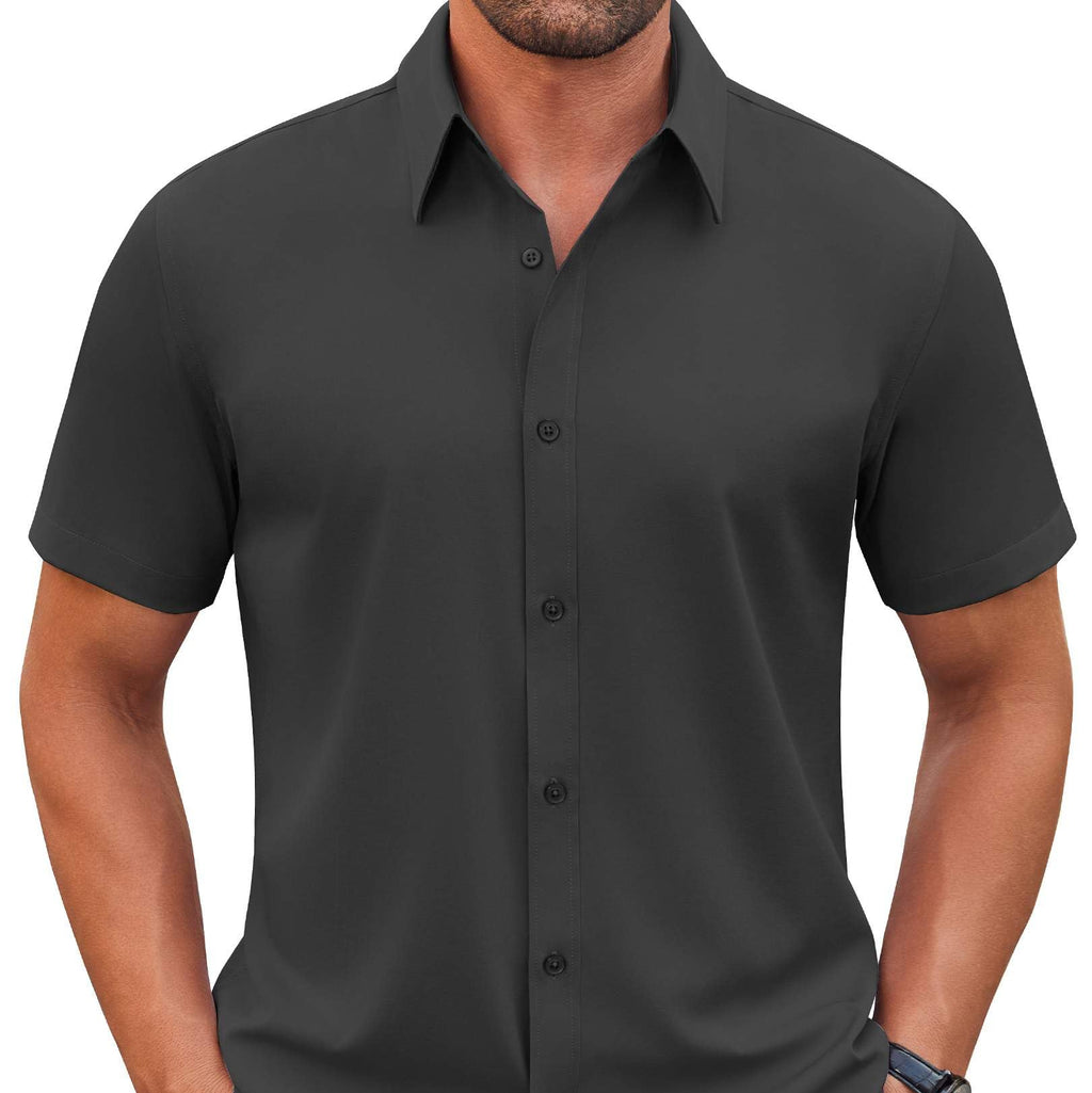 COOFANDY Mens Casual Button Down Shirts Business Formal Dress Shirts for Men 2025 Summer Wedding Shirt Dark Grey