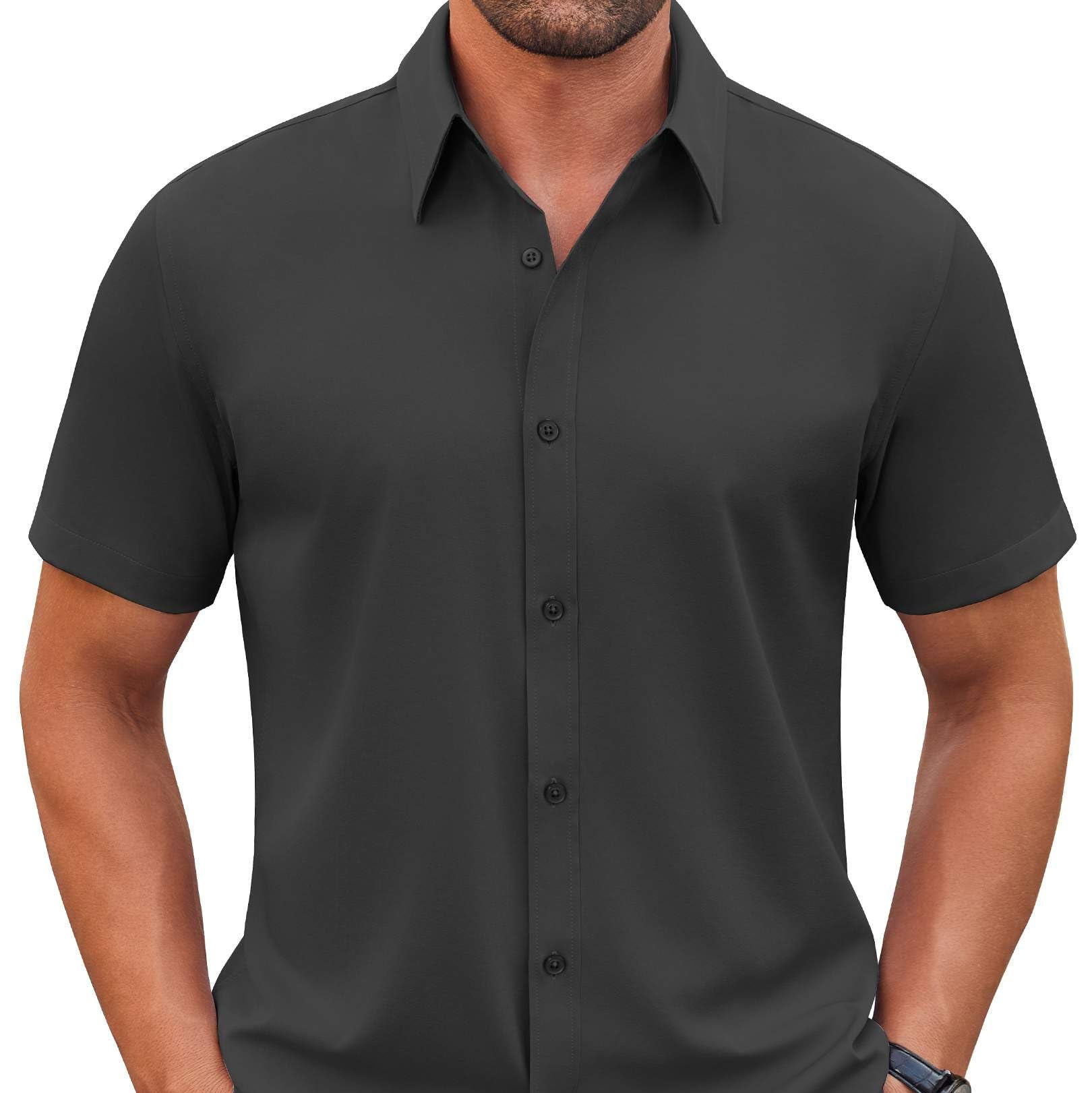 COOFANDY Mens Casual Button Down Shirts Business Formal Dress Shirts for Men 2025 Summer Wedding Shirt Dark Grey