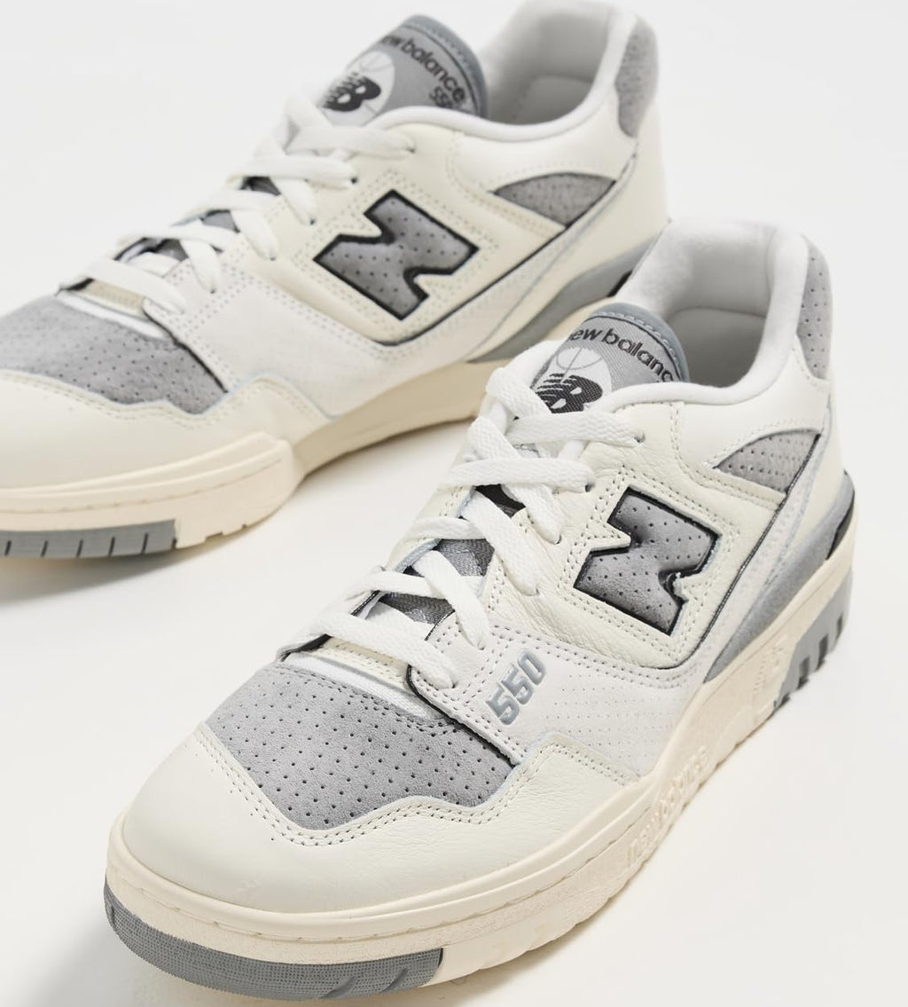 New Balance Men's BB550 Sneakers, White Grey, 9 Medium US