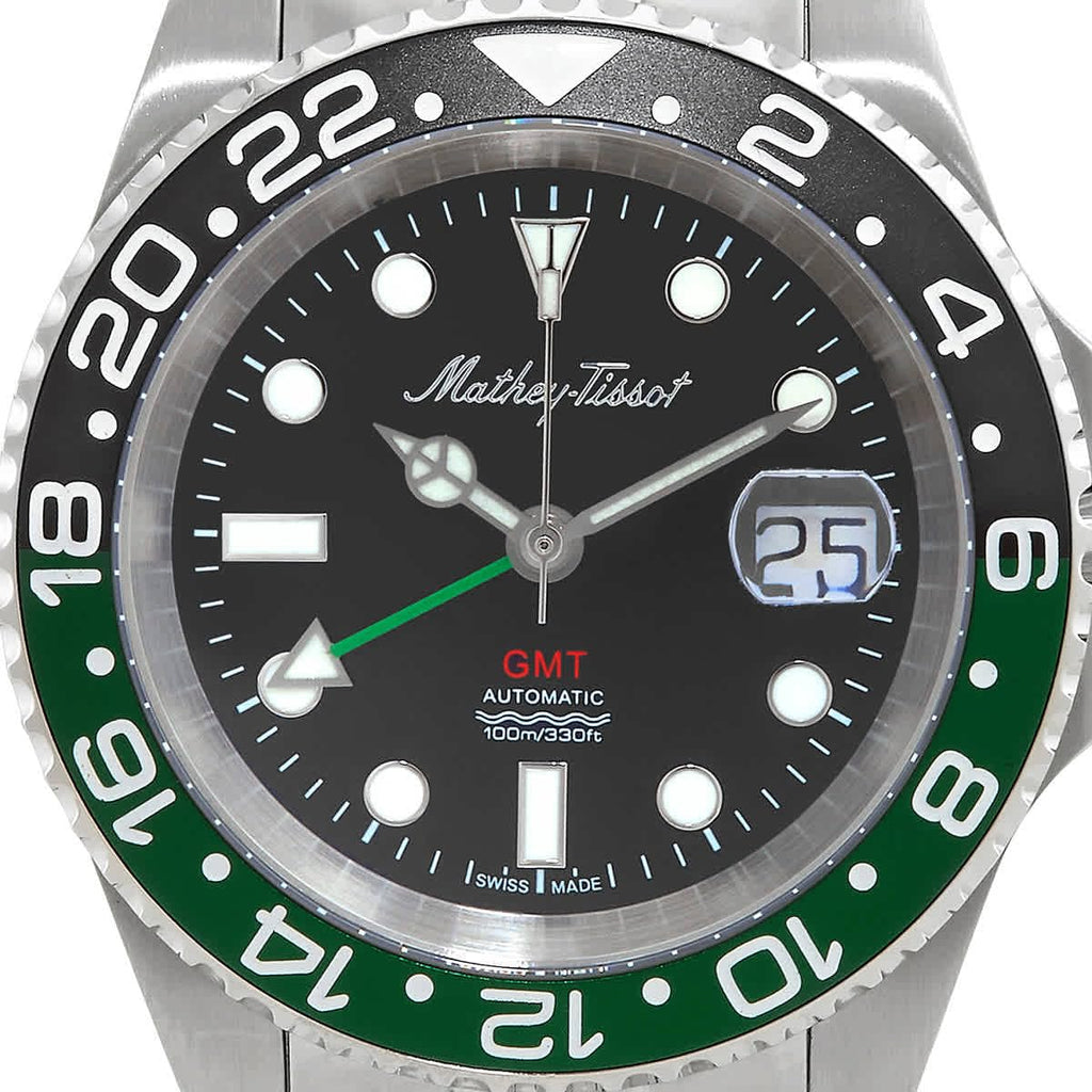 Mathey-Tissot GMT Automatic Black Dial Sprite Bezel Men's Watch H903ATNV