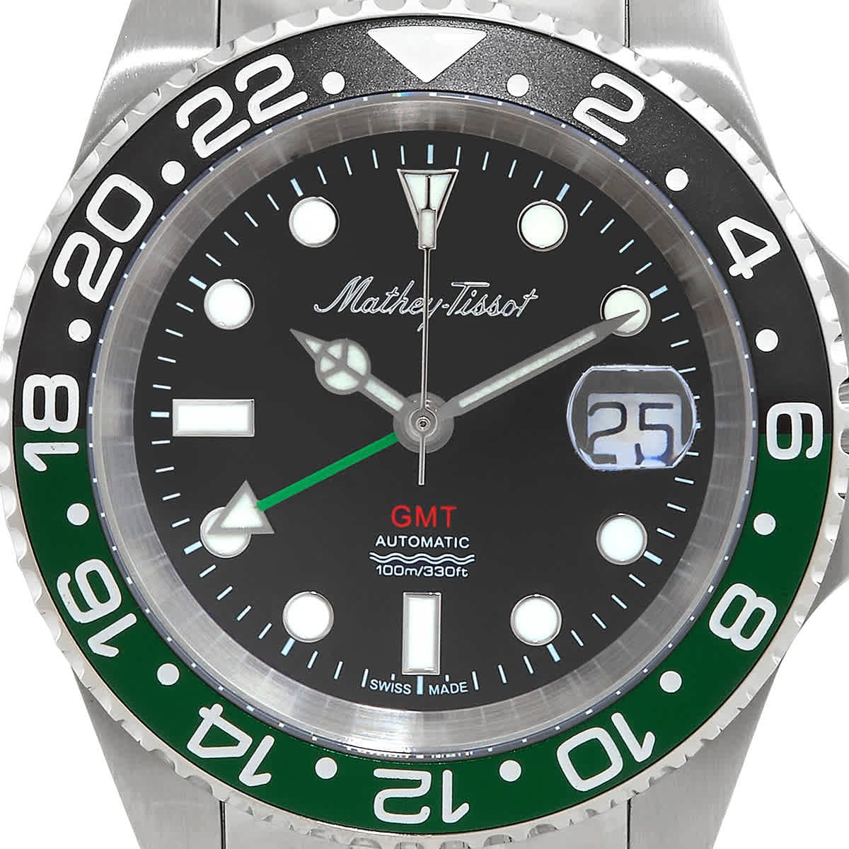 Mathey-Tissot GMT Automatic Black Dial Sprite Bezel Men's Watch H903ATNV
