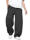 LuminBlaze Men’s Baggy Sweatpants with Elastic Drawstring Waist, Wide-Leg Casual Loose Cotton Joggers with Deep Pockets Black
