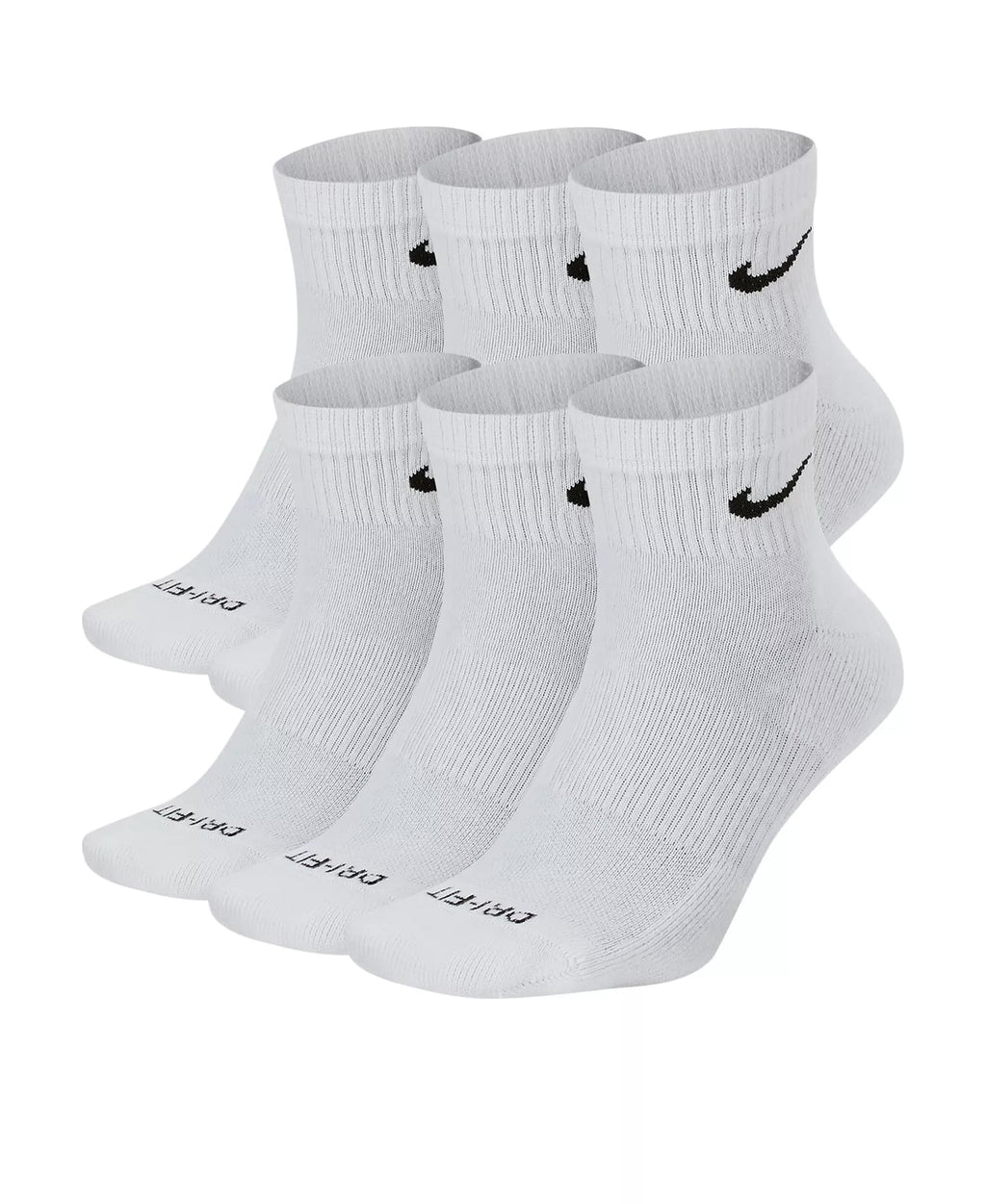 Nike Everyday Plus Dri-FIT Cushioned Ankle Athletic Training Casual Socks - 6 Pack (US, Alpha, Medium, Regular, Regular, White)