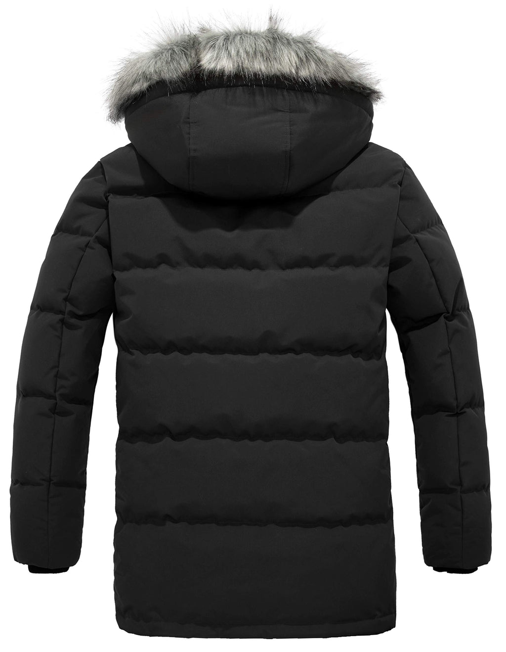 wantdo Men's Puffer Jacket With Hood Bubble Jacket Heavy Winter Coats (Black, Medium)