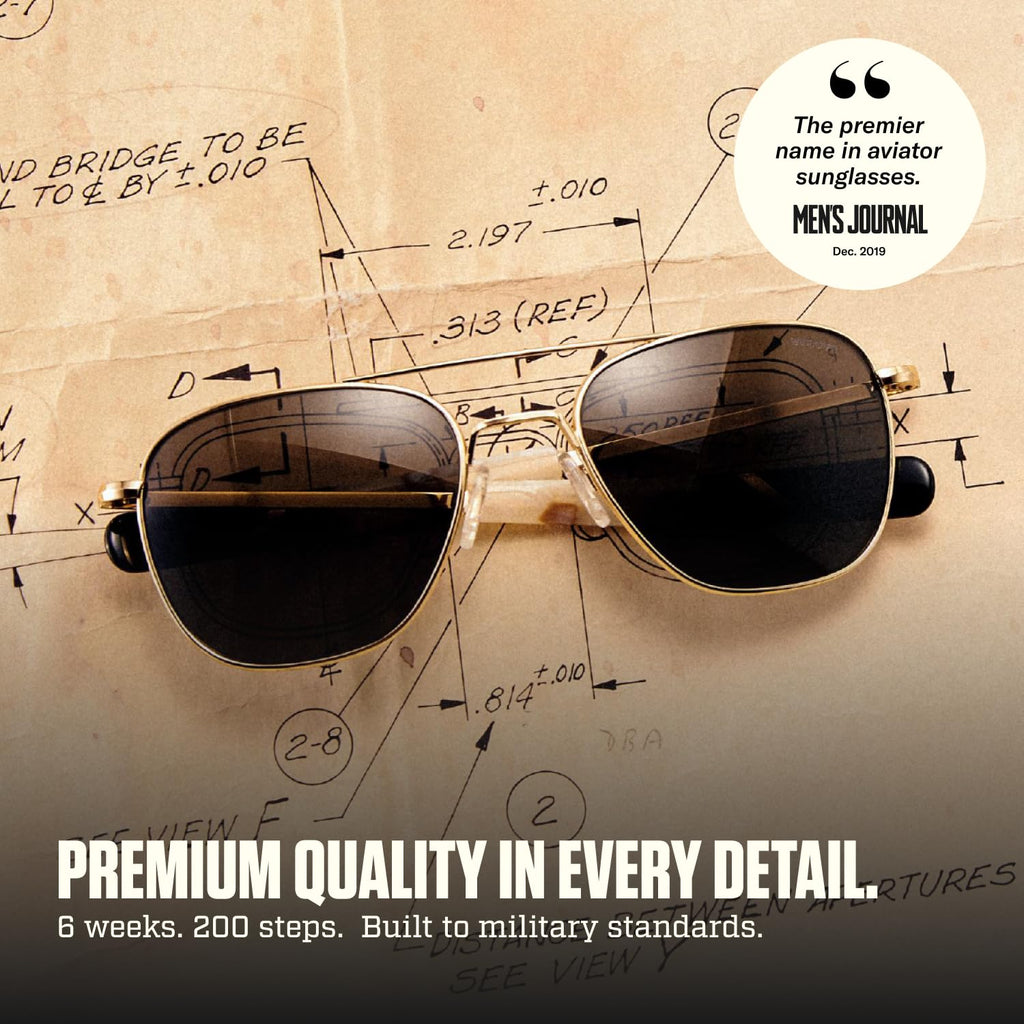 Randolph Eyewear Aviator Sunglasses for Women and Men – Classic Aviator Glasses Non-Polarized and 23k Gold Frame, UV Protection Sunglasses Made to Last a Lifetime (AGX Green)