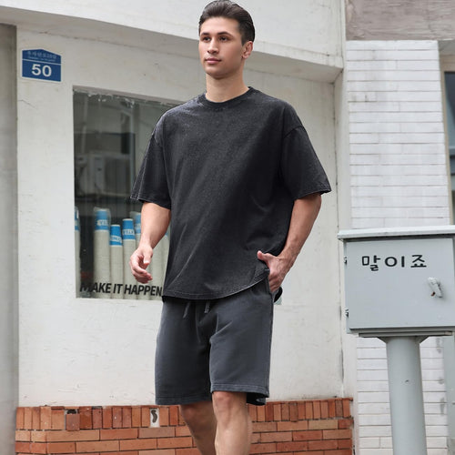 3 Pcs Oversized Heavy Cotton Summer T-Shirts Vintage Unisex Short Sleeves Casual Loose Basic Tops(Beige+Black+Grey XL)