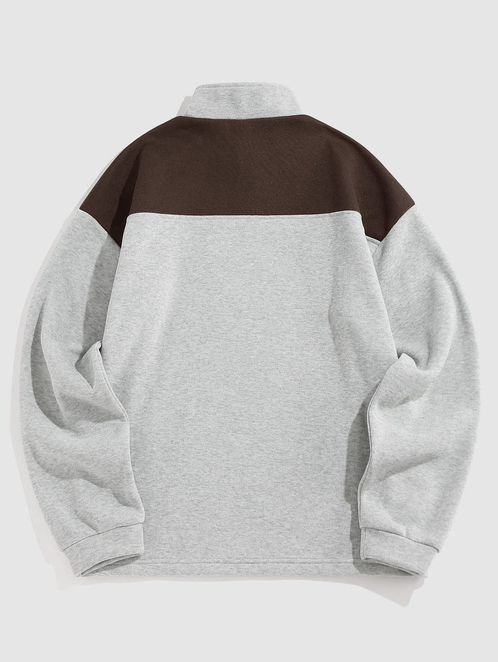 ZAFUL Men's Letters Embroidered Raglan Sleeve Quarter Zip Fleece Vintage Pullover Sweatshirt (ALASKA-Deep Coffee, L)