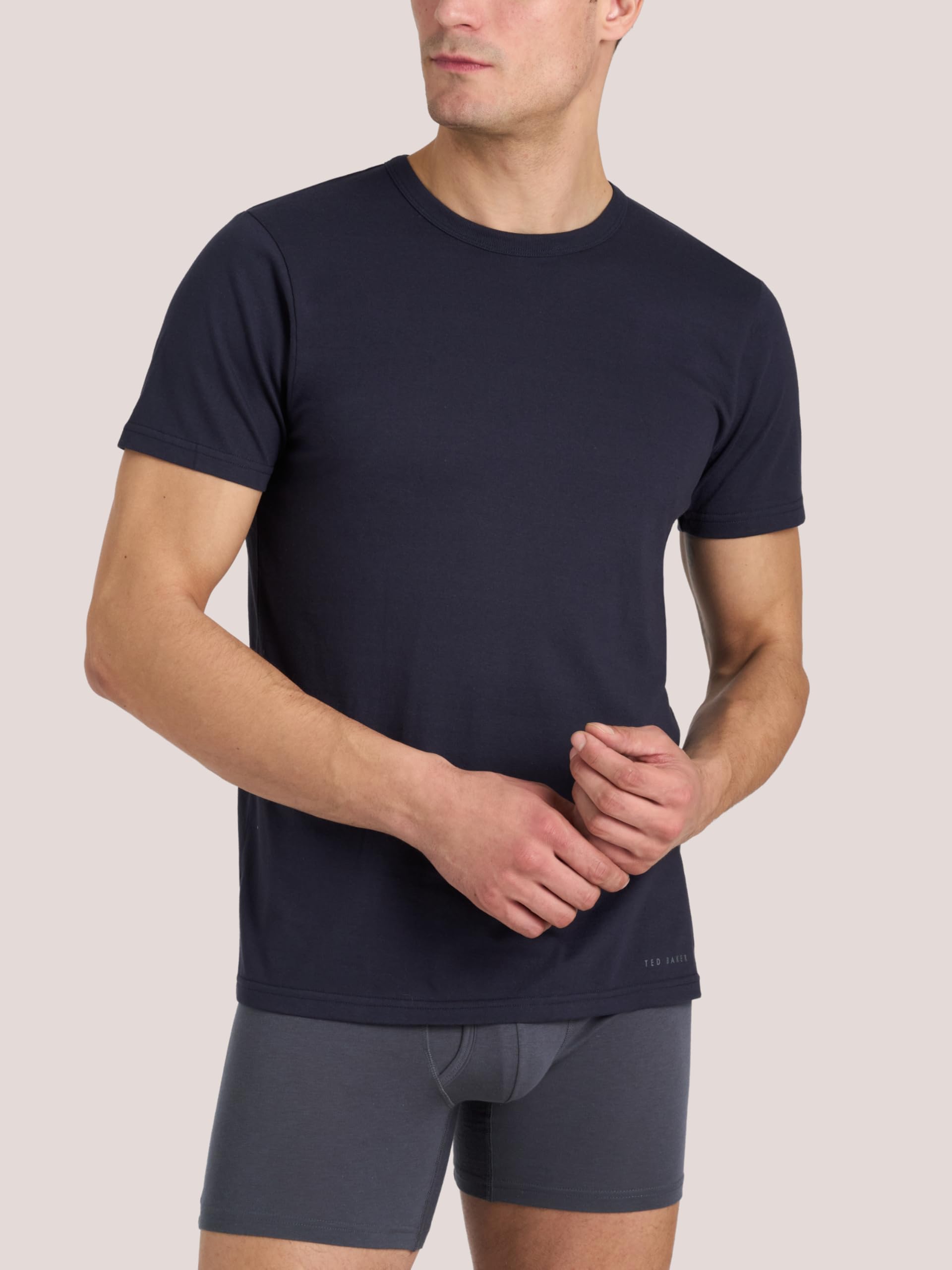 Ted Baker Men's 4-Pack Cotton Crewneck T-Shirt, Navy/Green, Medium