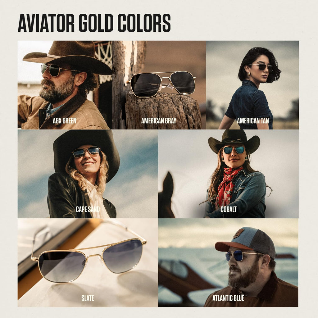 Randolph Eyewear Aviator Sunglasses for Women and Men – Classic Aviator Glasses Non-Polarized and 23k Gold Frame, UV Protection Sunglasses Made to Last a Lifetime (American Gray)