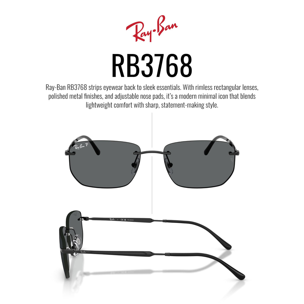 Ray-Ban RB3768 Sunglasses, Black/Dark Grey Polarized, 56 mm
