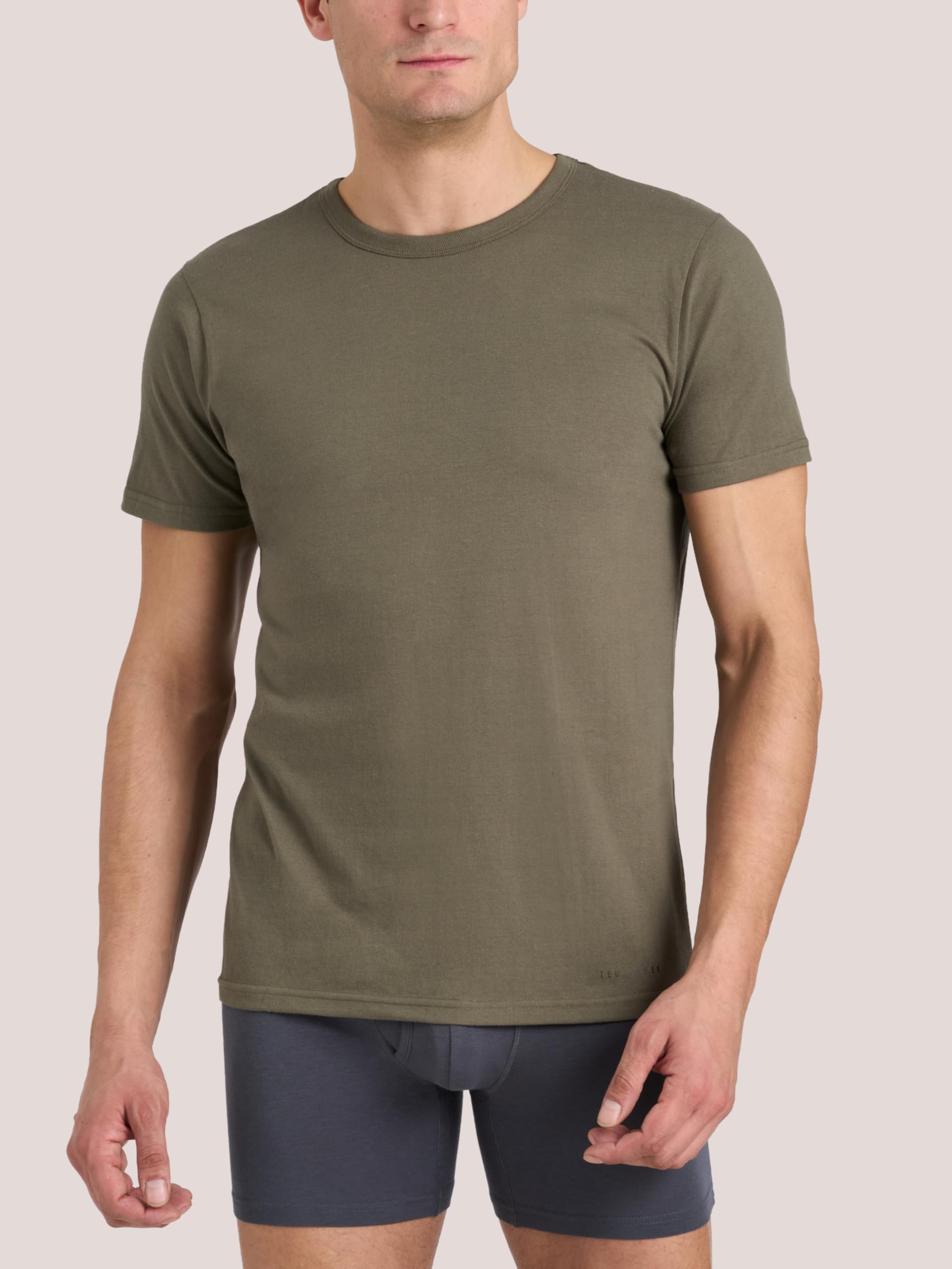 Ted Baker Men's 4-Pack Cotton Crewneck T-Shirt, Navy/Green, Medium