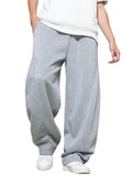 LuminBlaze Men’s Baggy Sweatpants with Elastic Drawstring Waist, Breathable Wide-Leg Casual Loose Cotton Joggers Deep Pockets Grey