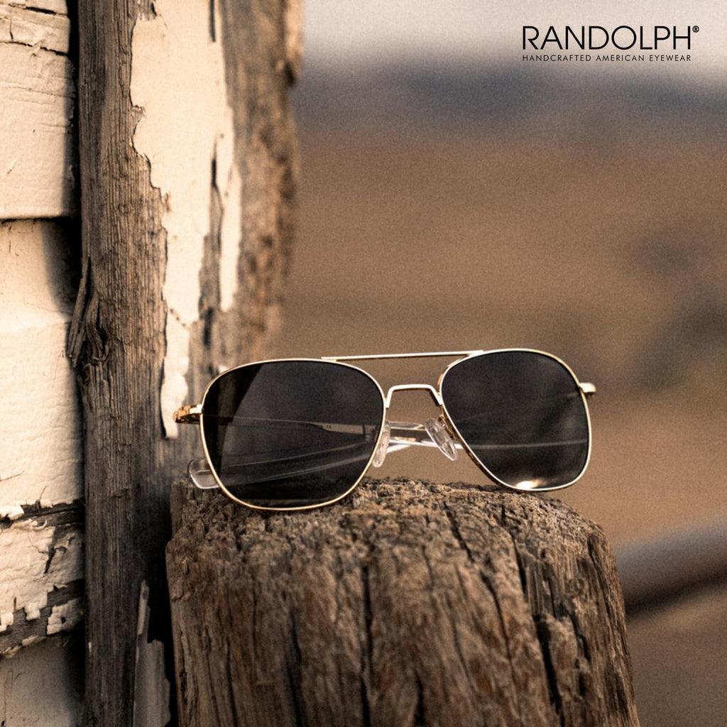 Randolph Eyewear Aviator Sunglasses for Women and Men – Classic Aviator Glasses Non-Polarized and 23k Gold Frame, UV Protection Sunglasses Made to Last a Lifetime (American Gray)