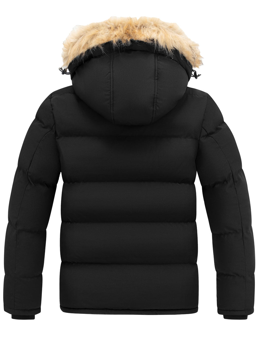 wantdo Men's Winter Jacket Black Puffer Jackets Winter Coat with Hood (Black, Medium)