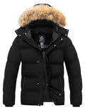 wantdo Men's Winter Jacket Black Puffer Jackets Winter Coat with Hood (Black, Medium)