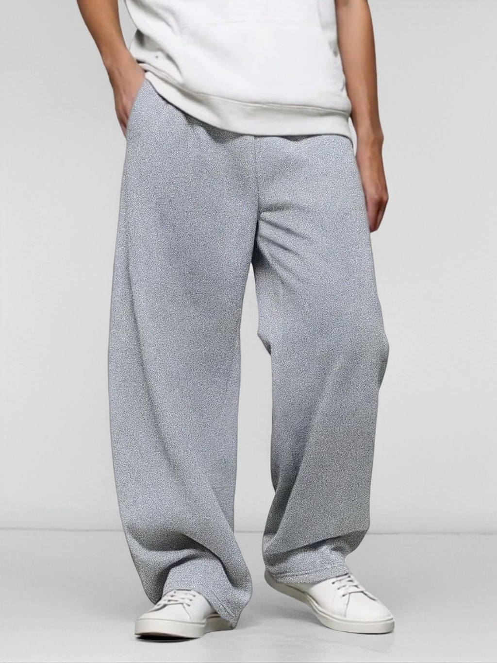 LuminBlaze Men’s Baggy Sweatpants with Elastic Drawstring Waist, Breathable Wide-Leg Casual Loose Cotton Joggers Deep Pockets Grey