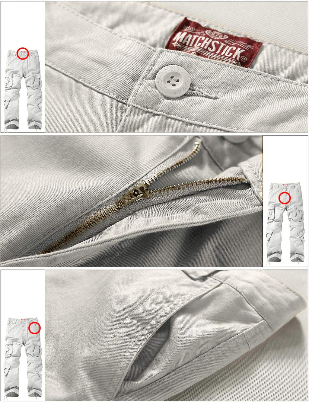 Match Men's Wild Cargo Pants(34,Light Gray)