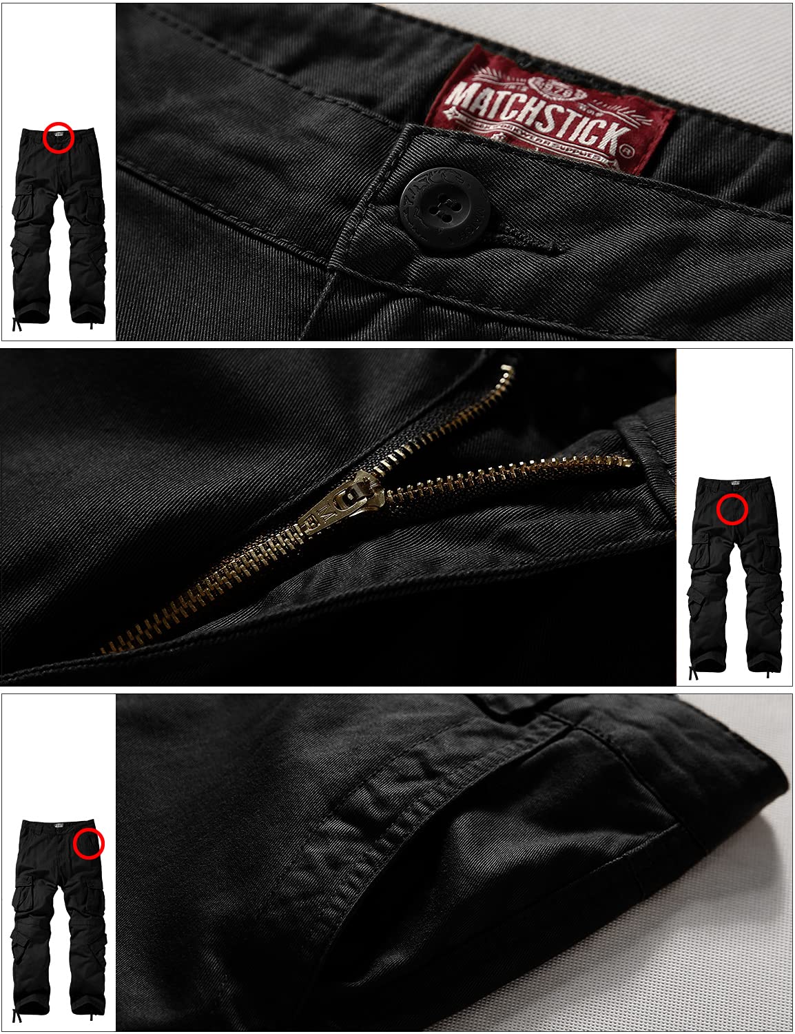 Match Men's Wild Cargo Pants(Black,34)