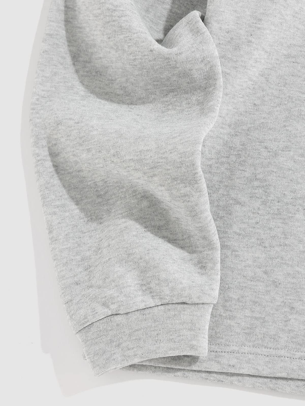ZAFUL Men's Letters Embroidered Raglan Sleeve Quarter Zip Fleece Vintage Pullover Sweatshirt (ALASKA-Deep Coffee, L)