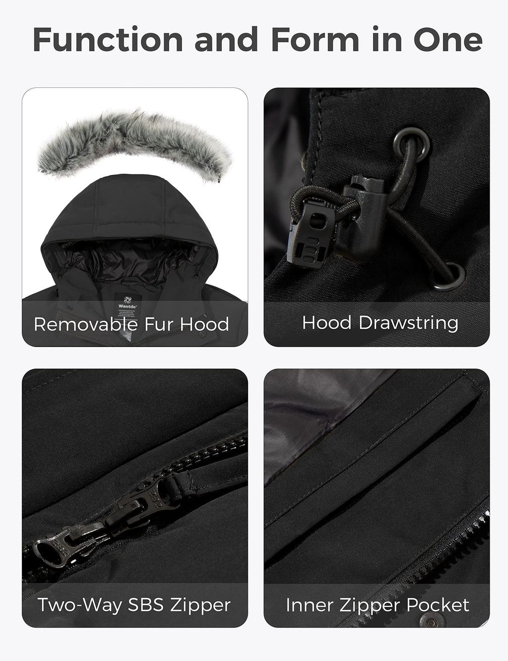 wantdo Men's Puffer Jacket With Hood Bubble Jacket Heavy Winter Coats (Black, Medium)