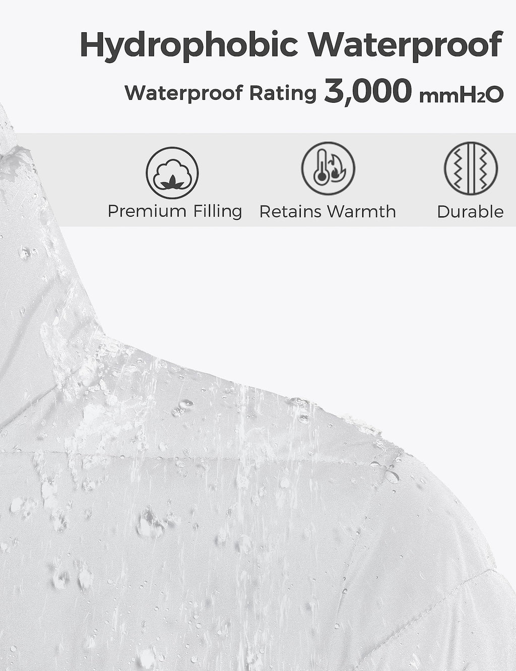 wantdo Men's Winter Coats Thick Bubble Jackets Waterproof Rain Jackets (White, Medium)