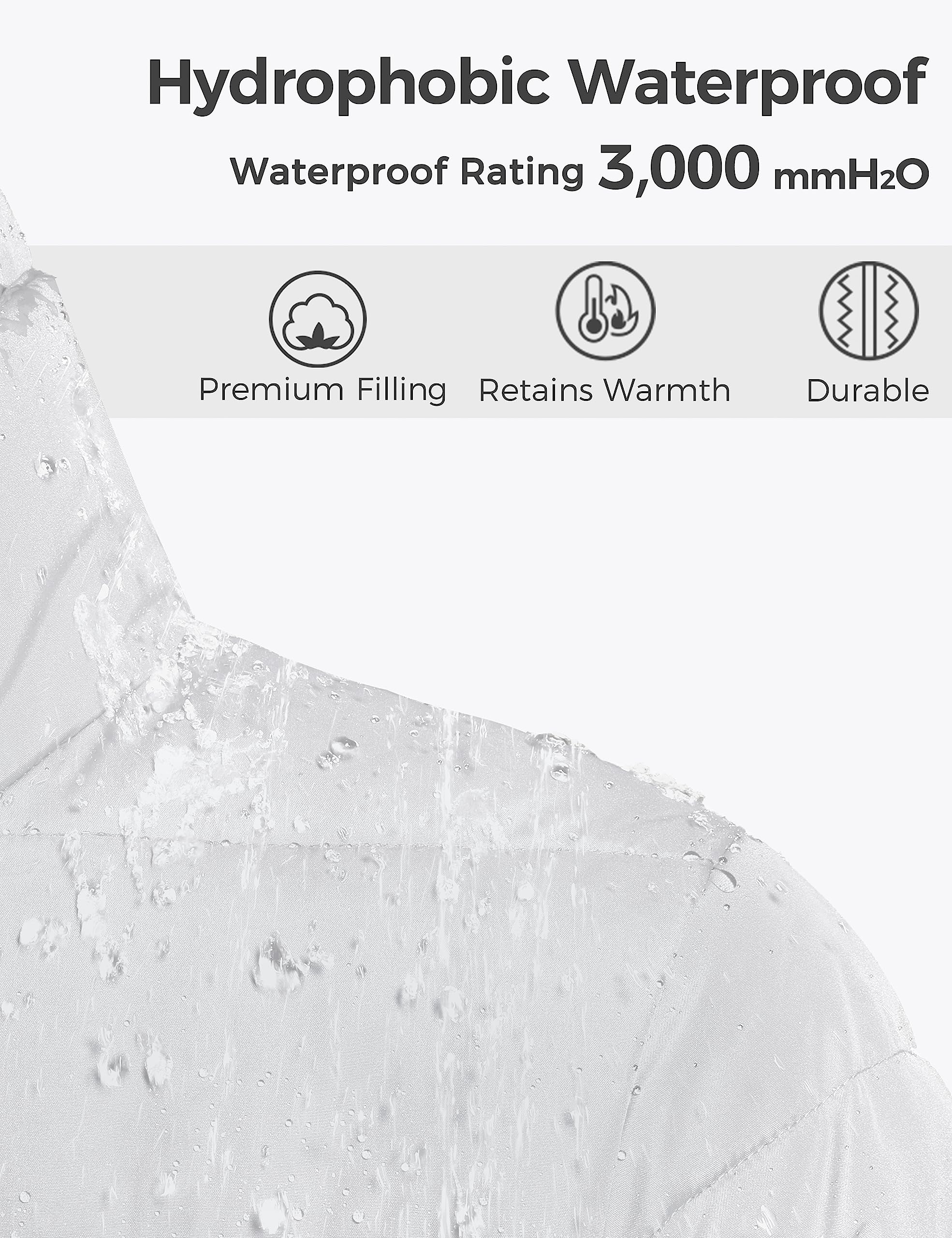 wantdo Men's Winter Coats Thick Bubble Jackets Waterproof Rain Jackets (White, Medium)